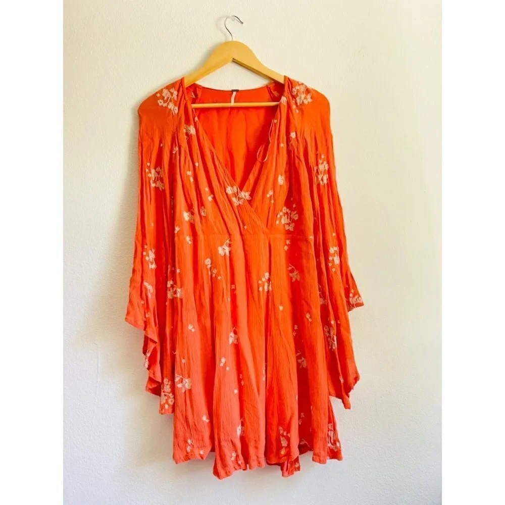 Free People Jasmine Embroidered Orange Dress